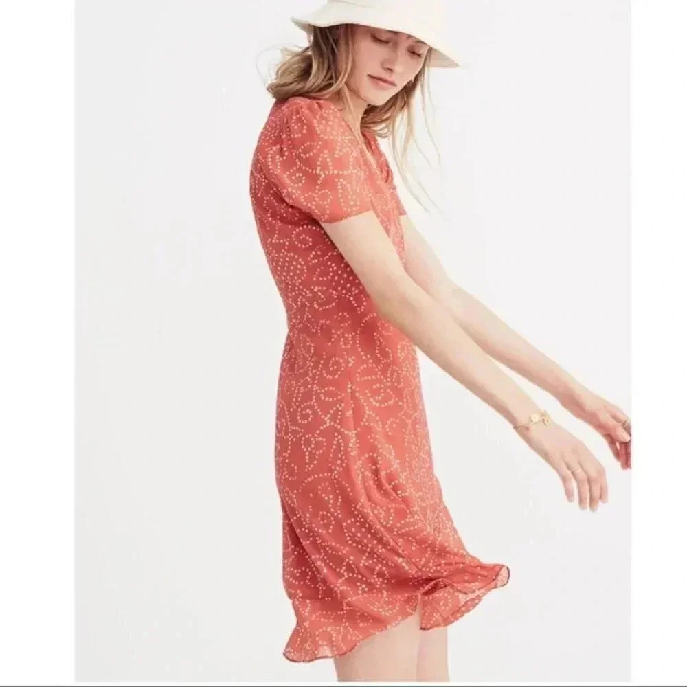 Madewell Posy Ruffle V Neck Mini Dress Twisted Vines - Picture 3 of 11